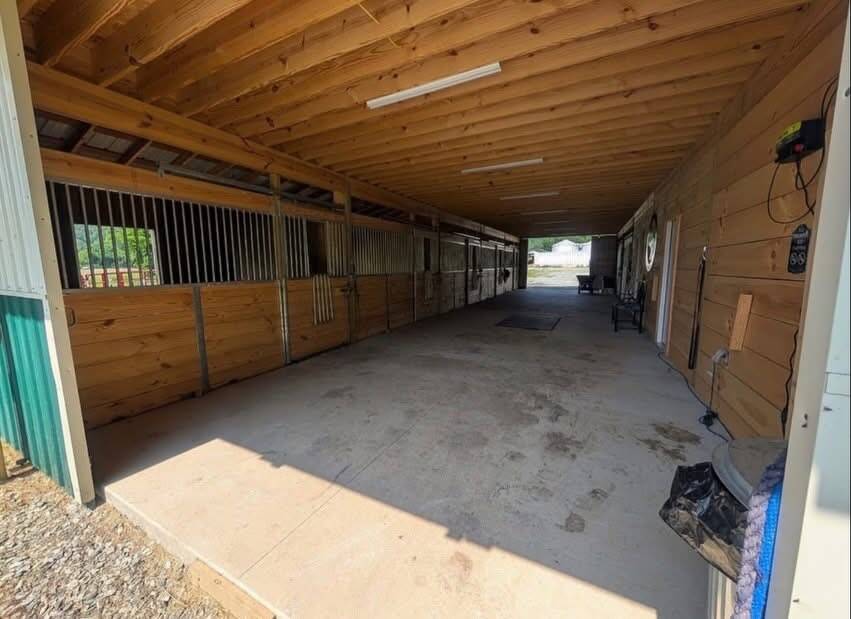 Inside barn