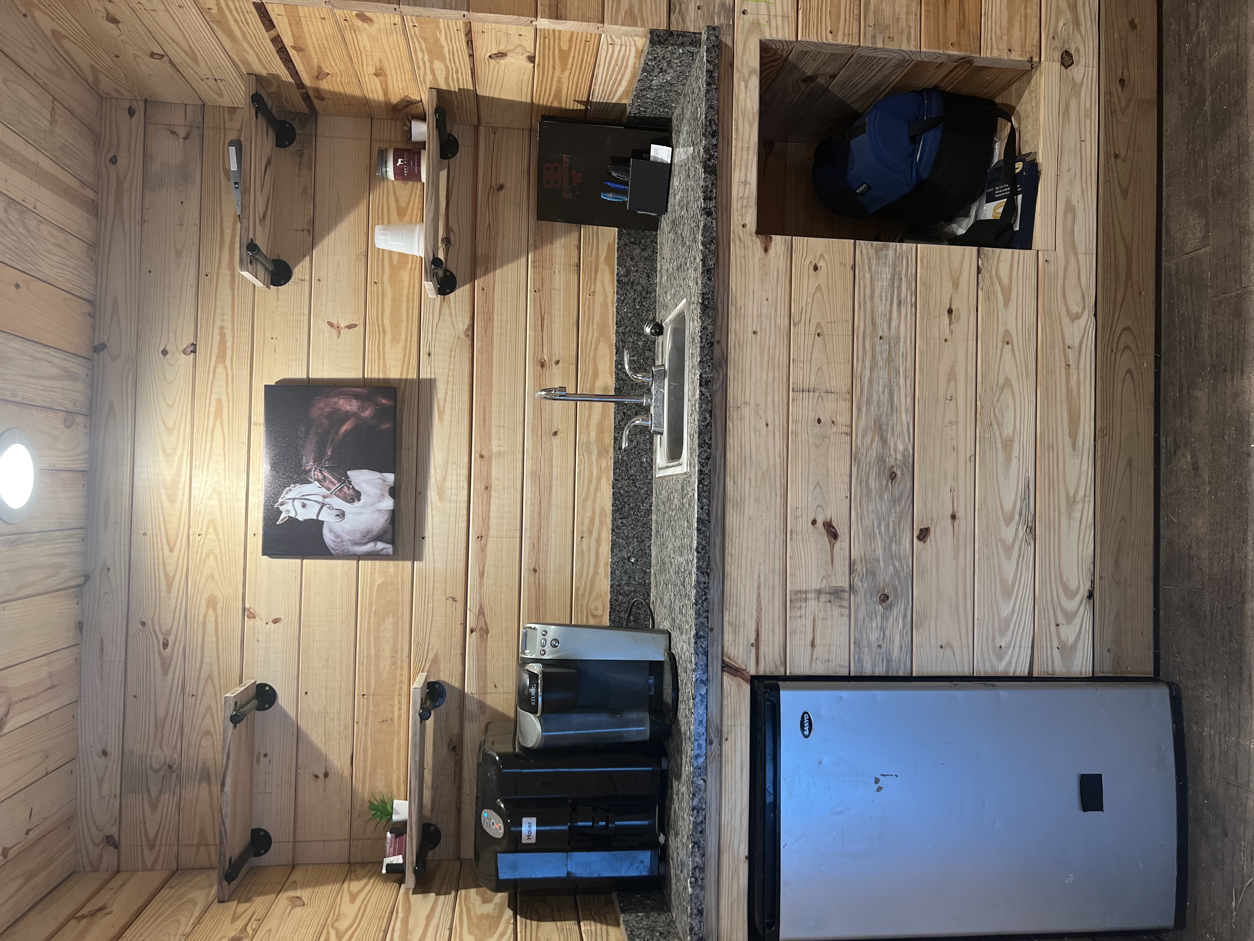 Lounge with restroom & mini fridge