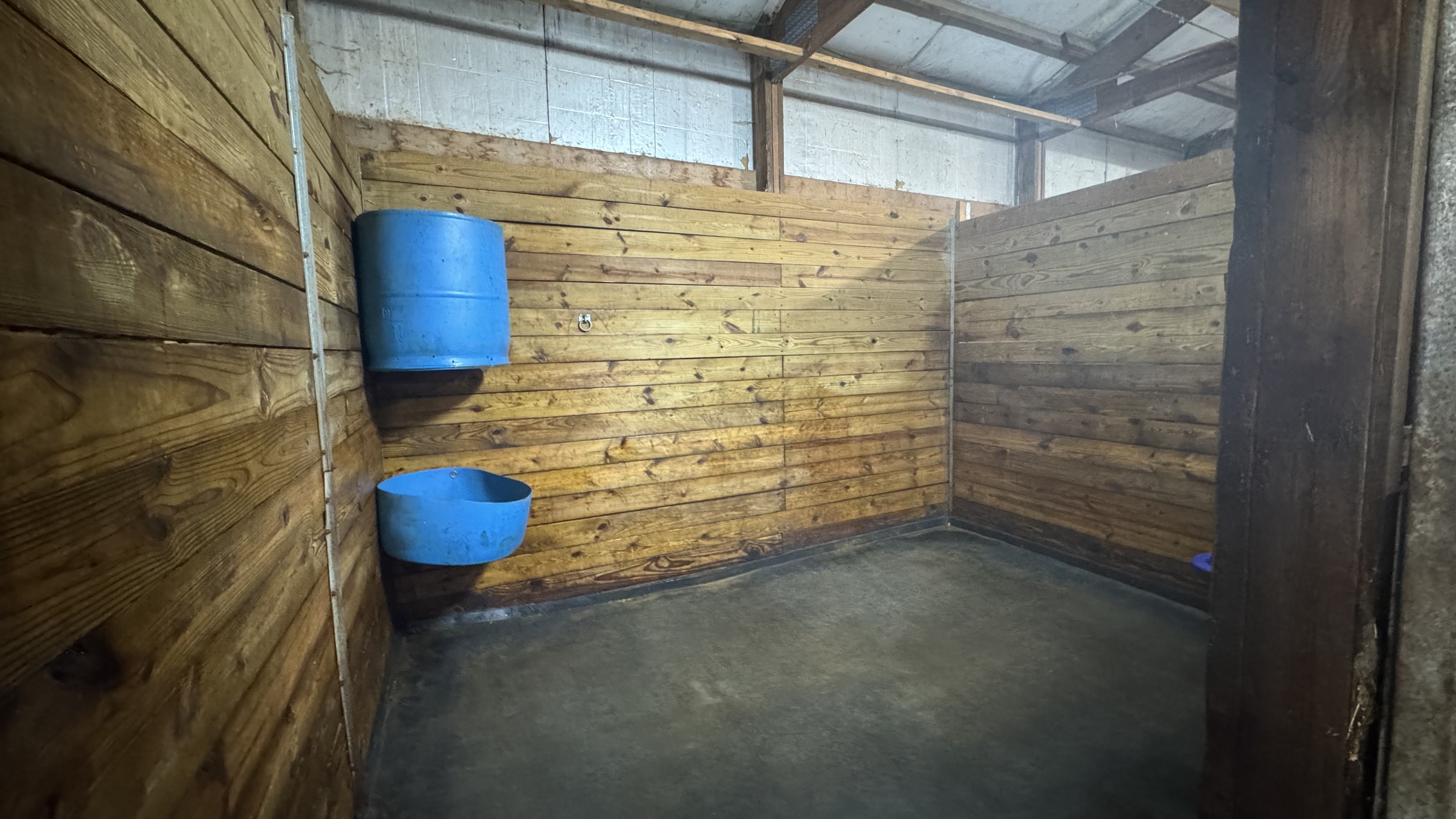 Freshly power washed 10 x 12 stalls with mats