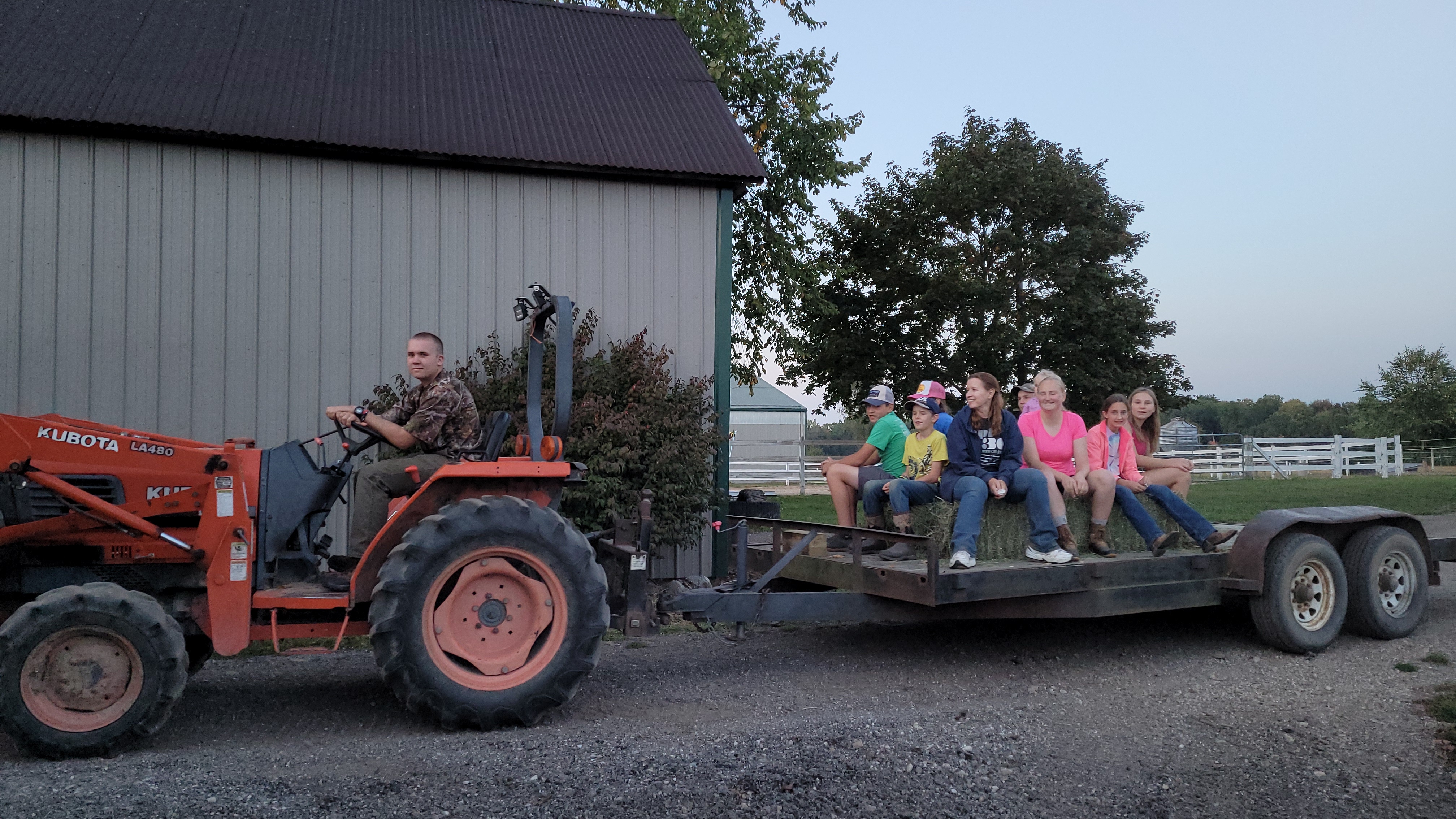 Every year we enjoy a hay ride during the fall barn party