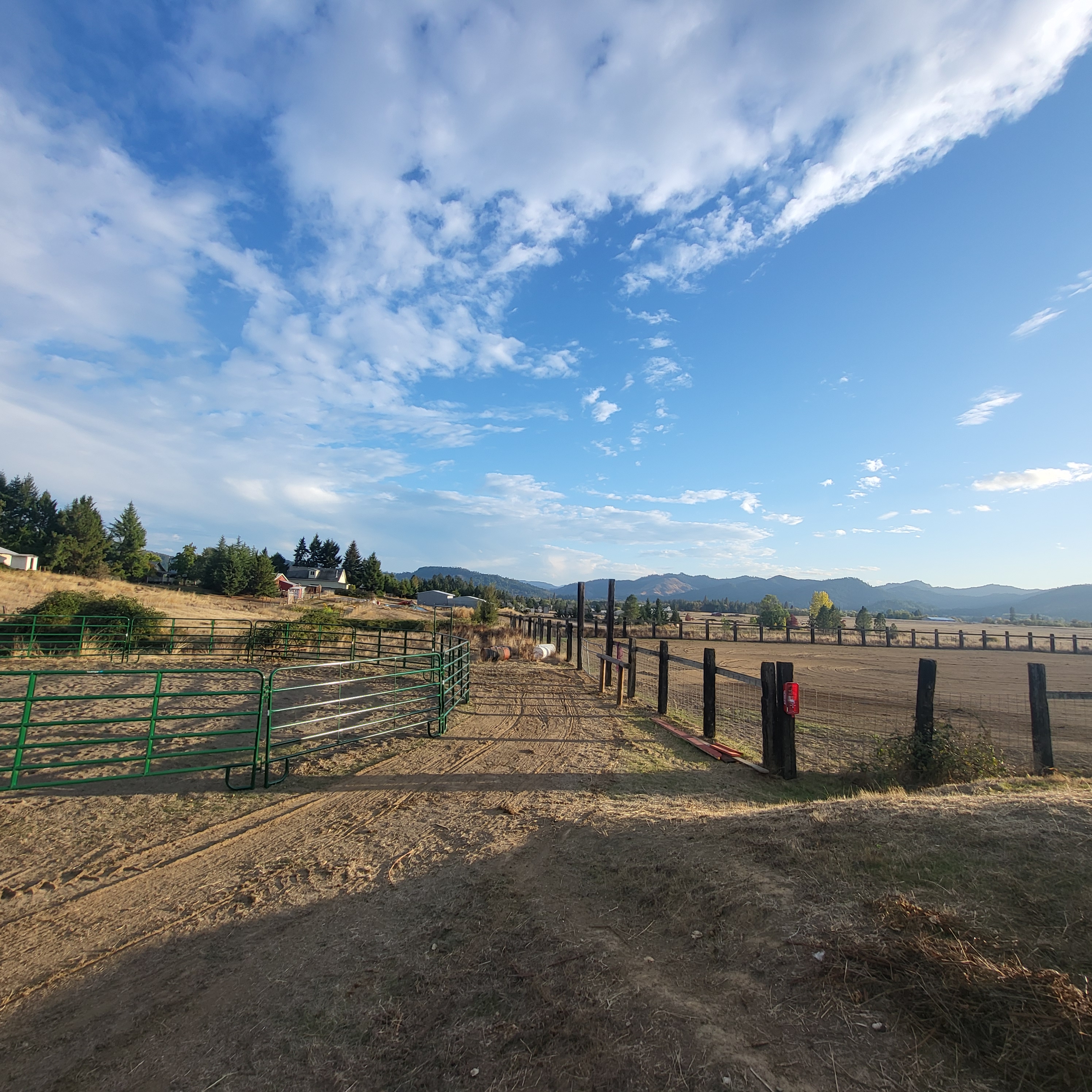 Arena, round pen, and hitching post