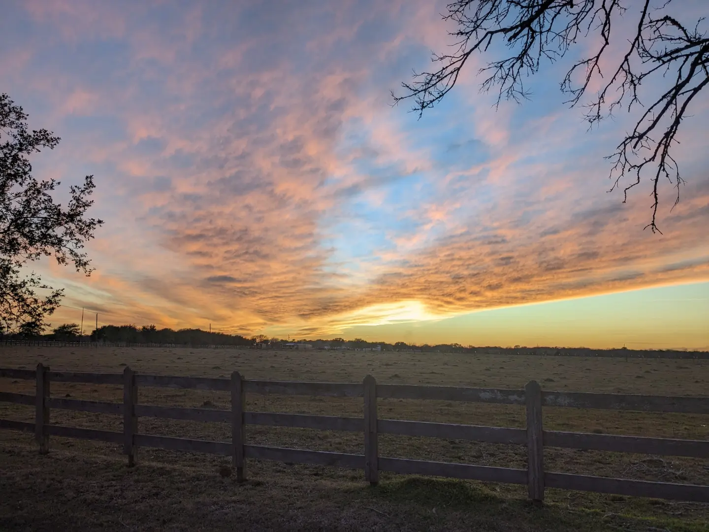 Sunset over the front pasture