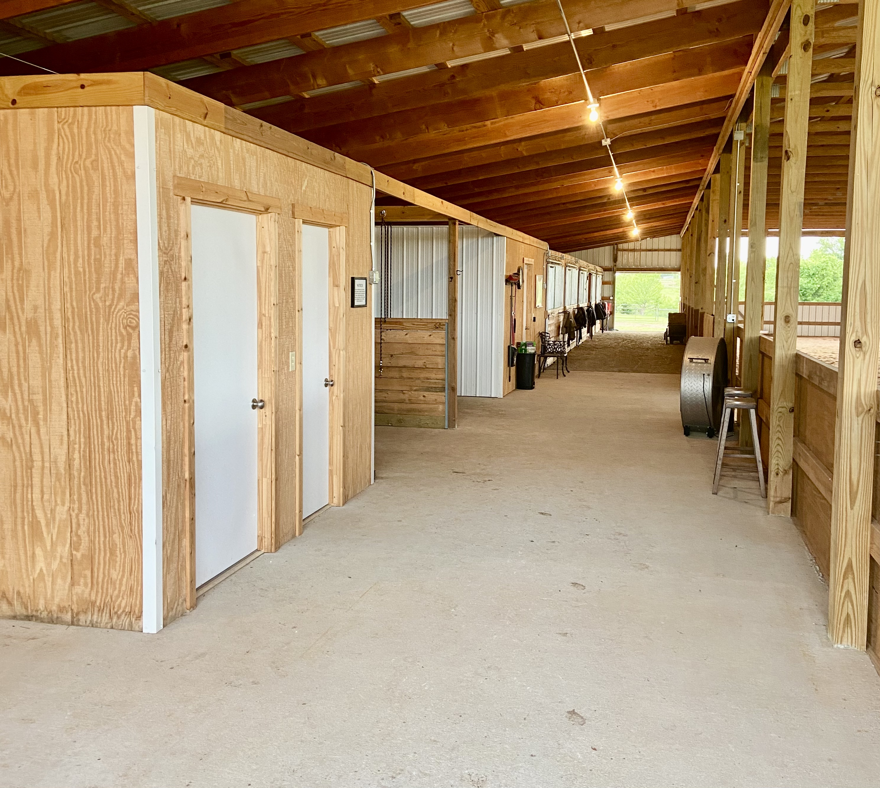 Inside barn