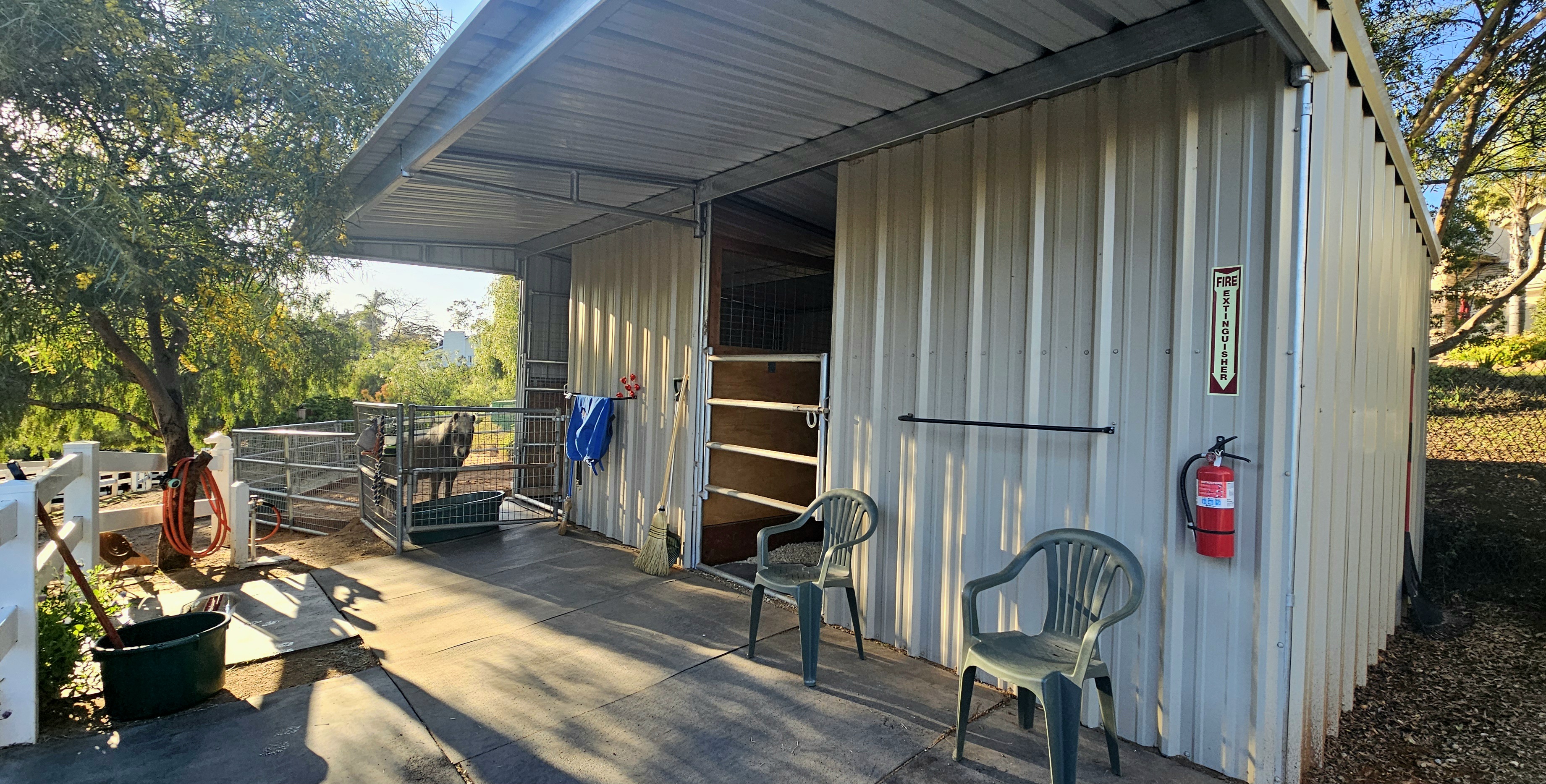 Two-stall shedrow barn