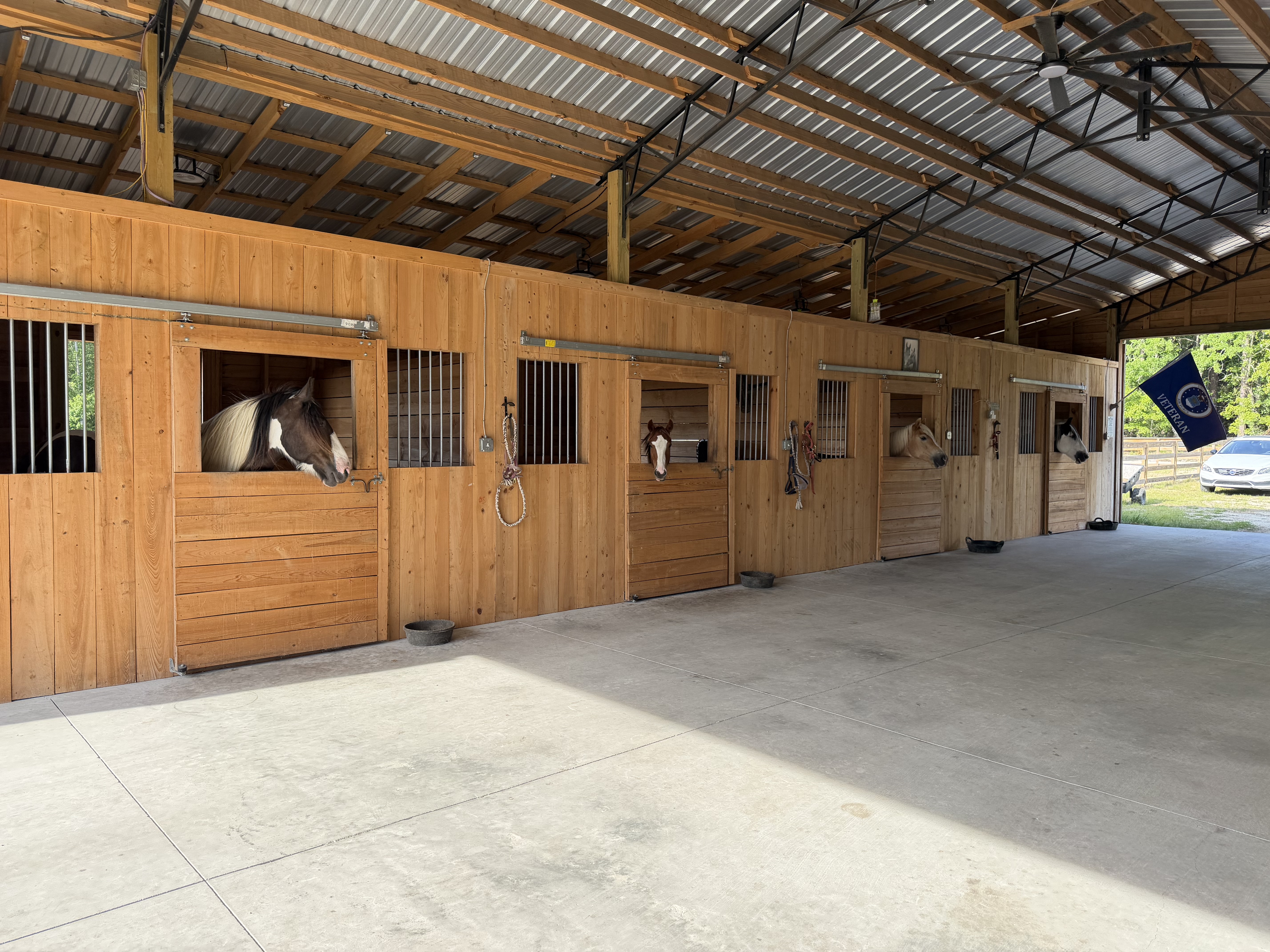 Inside main barn