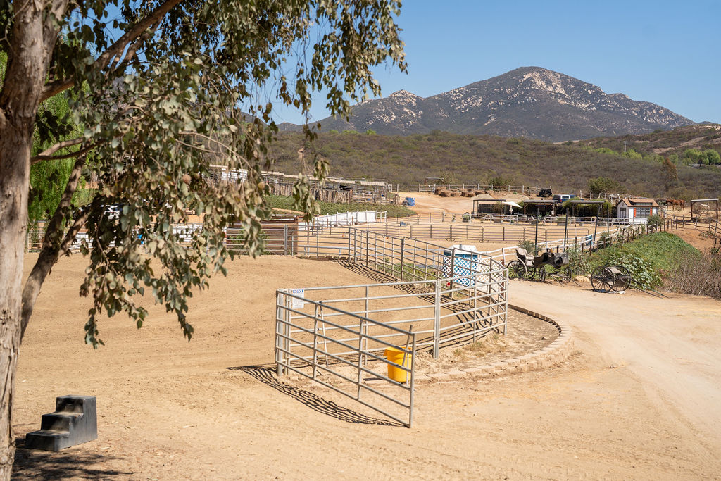 Ranch grounds and arenas below the Poway mountains