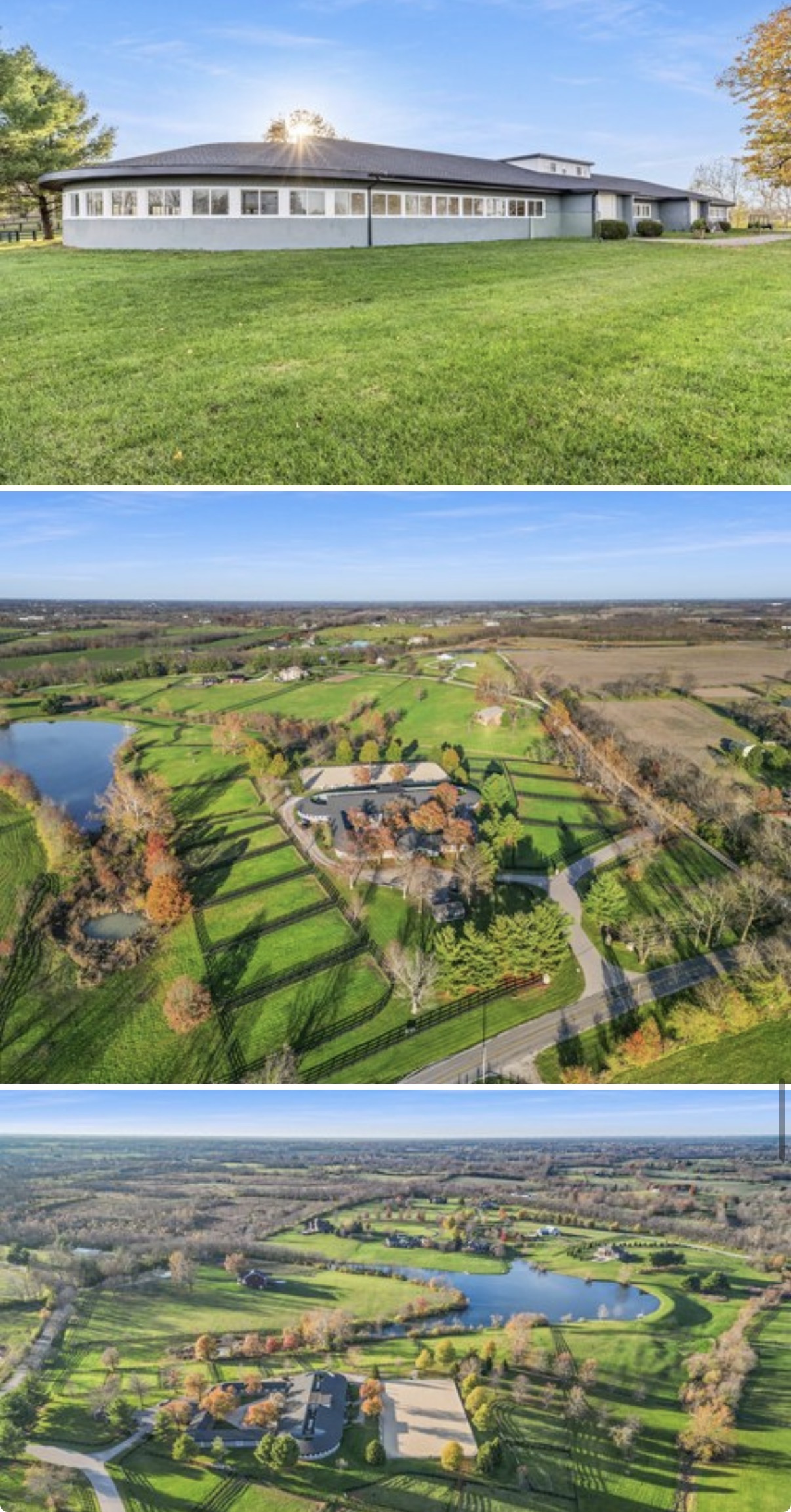 Aerial of paddocks and facility
