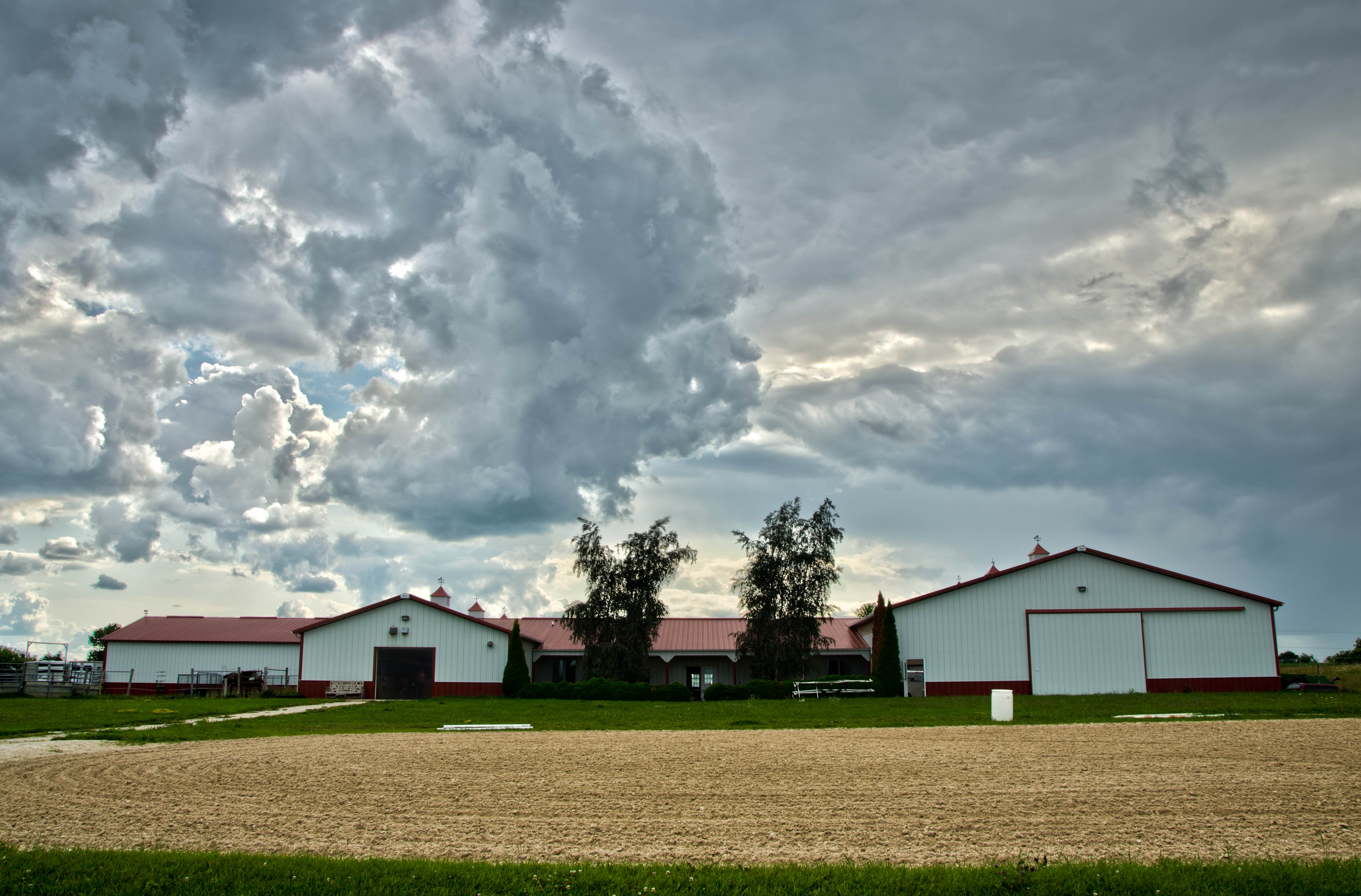 Outdoor arena and back of barn