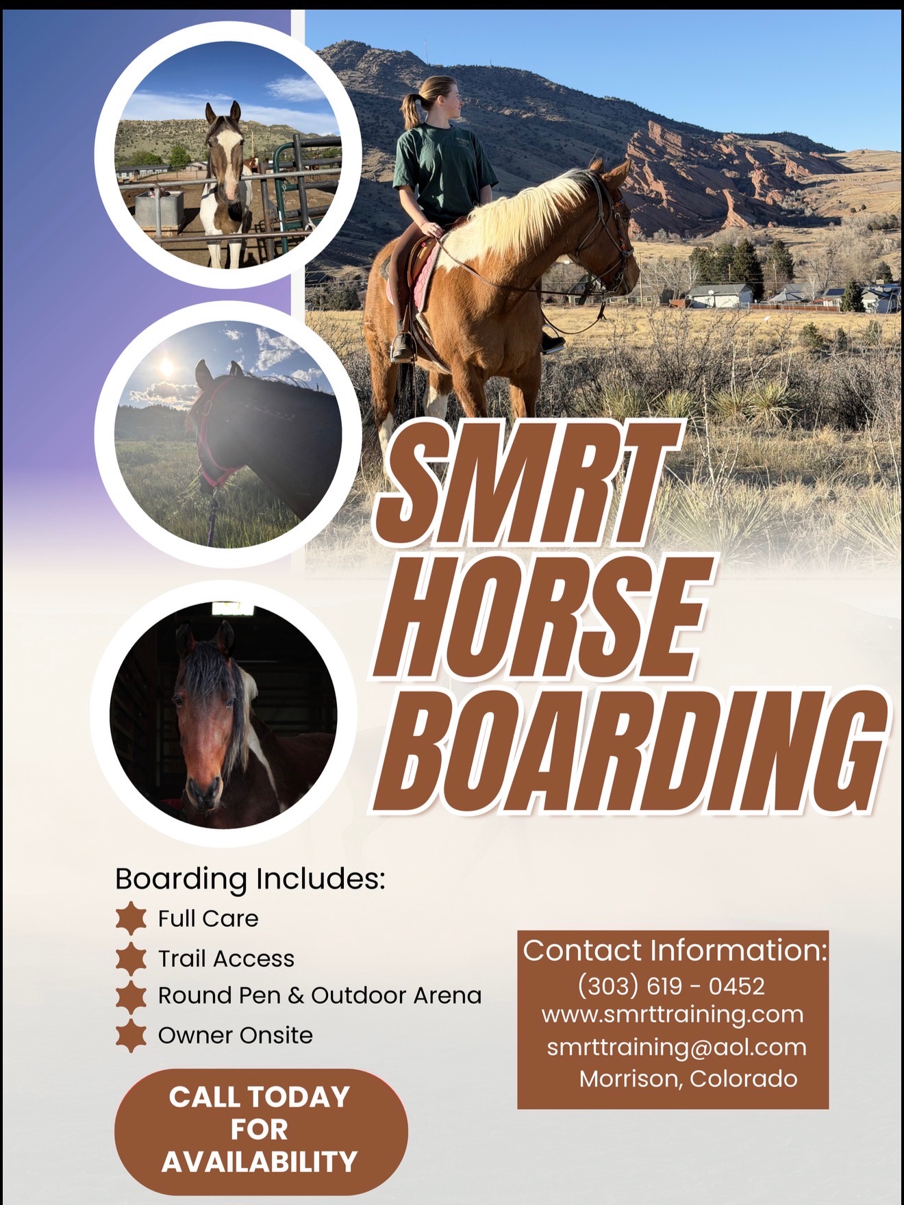 BOARDING/TRAINING/LESSONS AVAILABLE