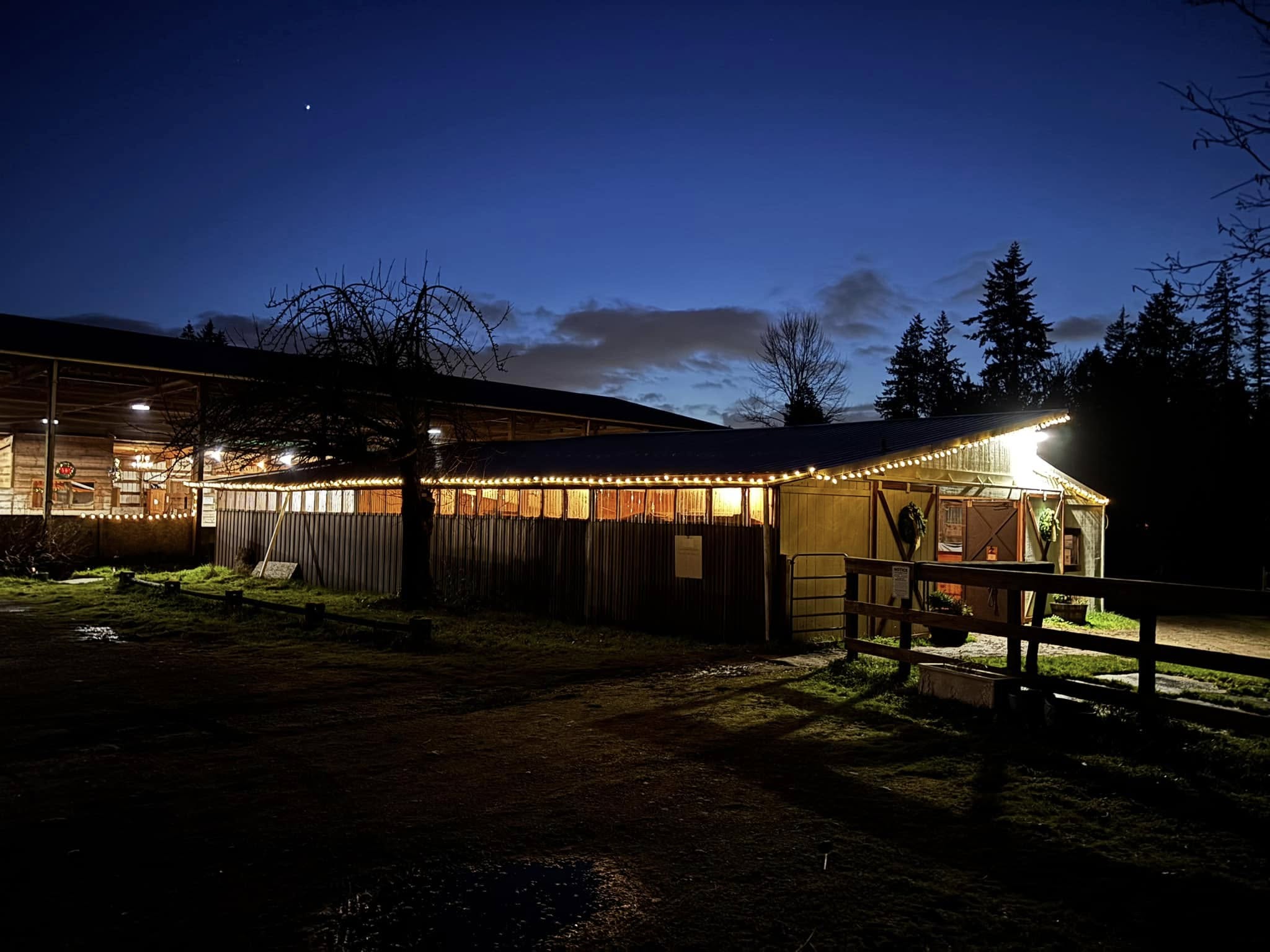 North barn, covered arena and south barn